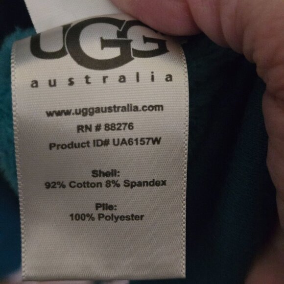 UGG Duffield Plush Soft Fleece Robe Teal Cotton Blend Wrap Pocket Robe Size XL - Picture 6 of 7